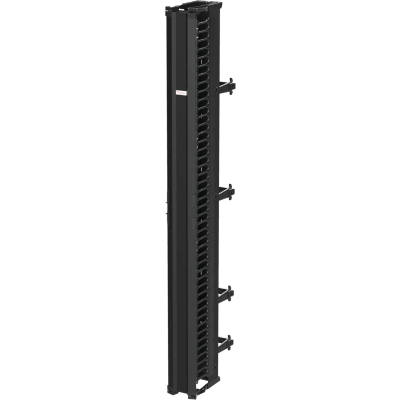 Organizador Vertical CableTek, Doble (Frontal y Posterior), Para Rack Abierto de 45 Unidades, 6 in de Ancho, Color Negro