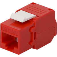 Módulo Jack Keystone Cat6A (Toolless), con Terminación en Ángulo 180 - Color Rojo, Compatible con Faceplate y Patchpanel Linkedpro