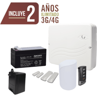KIT Alarma Cloud Híbrido/Comunicador 4G Lte Integrado/8 Zonas Cableadas, 32 Inalambricas /Programación 100% vía WEB
