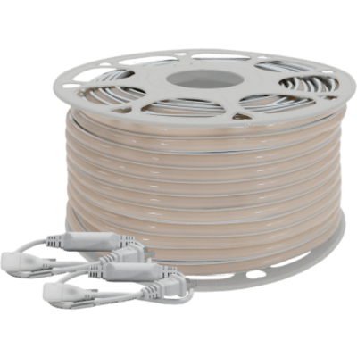 Manguera LED Luminosa Blanca de Resina Transparente y Flexible / Para uso Interior o Exterior / Carrete de 50 m/ 110V CA  4.2 A/ 500 W Potencia / T.C.C. 6500 K.