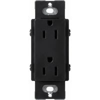 Tomacorriente dúplex de 15 A y 125 V, color negro brillante, familia Claro, apertura estilo Designer para placas de pared Lutron sin tornillos (placa se vende por separado)