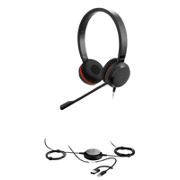 Jabra Evolve 30 II Duo MS con conexión USB C/A y 3.5mm, micrófono con cancelación de ruido y controlador en el cable con botones e indicadores LED (5399-823-369))