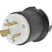 Clavija Industrial con Bloqueo de Media Vuelta / 20 A 250 V CA / 2 Polos 3 Hilos / Color Blanco y Negro / Nema L6-20P.