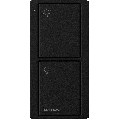 Control Pico inalámbrico de 2 botones para encender y apagar iluminación en sistemas Lutron como Caseta Wireless y RadioRA 2, color Midnight satinado