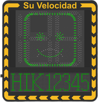 Display LED para Control de Velocidad Exterior / Distancia Visible de 100 m / LED de Alta Luminosidad y Bajo Consumo / Visualización de Velocidad con Código de Colores / IP66 / Conectividad Wi-Fi y Ethernet / Compatible con TCP/IP, HTTP, DHC