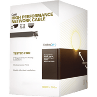 Cable Cat6+ Calibre 23, UTP, Intemperie con Gel Doble Chaqueta, ETL, UL, Color Negro de 305 Metros (1000 Pies), para Climas Extremos