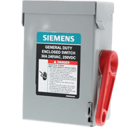 Interruptor de Seguridad GNF321A, 240Vca, 3 polos, 30 Amp, sin portafusibles, Nema 1.