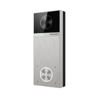 Videoportero / 4 Megapixel / Ángulo de Visión 150° / Control de 2 Cerraduras / Desbloqueo por Tarjeta, Hik-Connect y Estación Interior / IP65 / PoE IEEE802.3at / Compatibilidad ONVIF / H.265