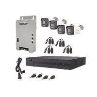 Kit HiLook Audio Bidireccional TurboHD 1080p / DVR Metalico 4 Canales / 4 Cámaras Bala (Exterior) con Bocina y Micrófono Integrado / 1 Fuente de Poder / Accesorios
