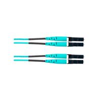 Jumper de Fibra Optica Multimodo 50/125 OM4, LC-LC Duplex, OFNR (Riser), Color Aqua, 25 Metros
