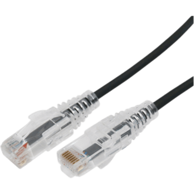 Cable de Parcheo Slim UTP Cat6A - 3 Metros (9.84 Pies) Negro, Diámetro Reducido (28 AWG)