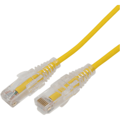 Cable de Parcheo Slim UTP Cat6A - 10 Metros (32.81 Pies) Amarillo, Diámetro Reducido (28 AWG)