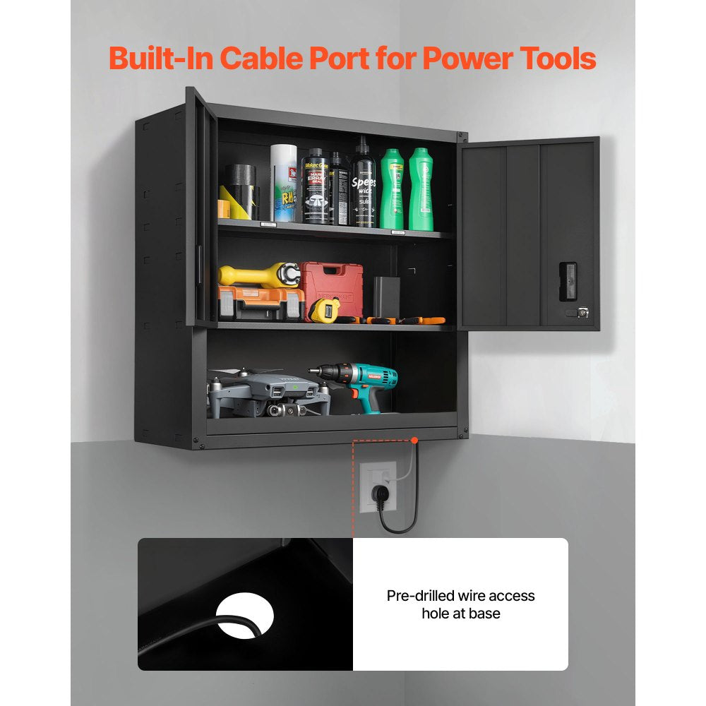 Gabinete de pared metálico VEVOR 30 pulgadas negro (360 lbs)