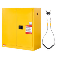VEVOR Gabinete para Líquidos Inflamables 29 Gal, Acero Laminado en Frío y Galvanizado, 109 x 46 x 118 cm, 2 Entrepaños Ajustables, 2 Puertas, Amarillo