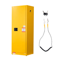 VEVOR Gabinete para Líquidos Inflamables 23 Gal, Acero Laminado en Frío y Galvanizado, 59 x 46 x 165 cm, 3 Entrepaños Ajustables, 1 Puerta, Amarillo