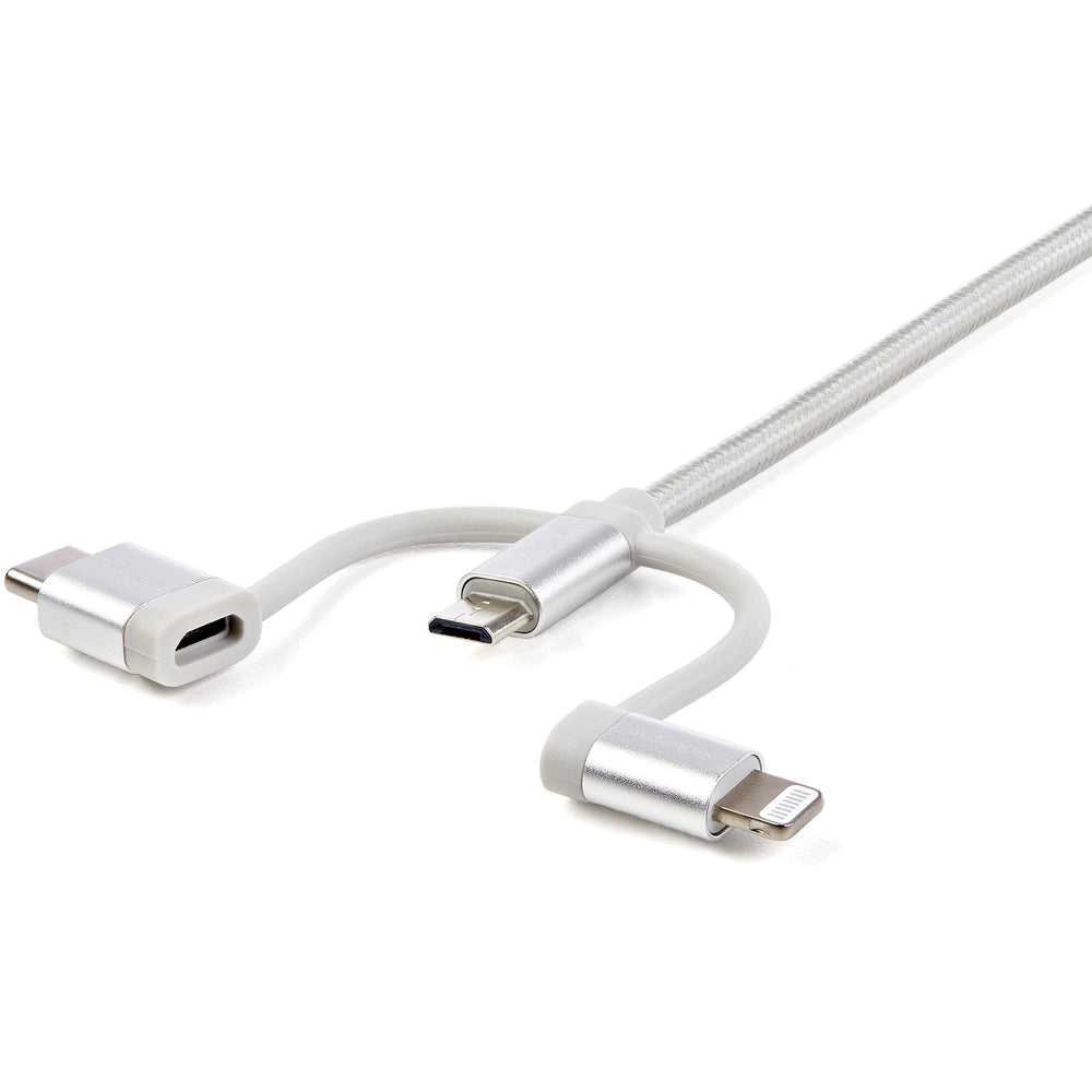 StarTech - Cable USB 3 en 1  Multicarga USB de 1m - USB a Micro USB o USB-C o Lightning